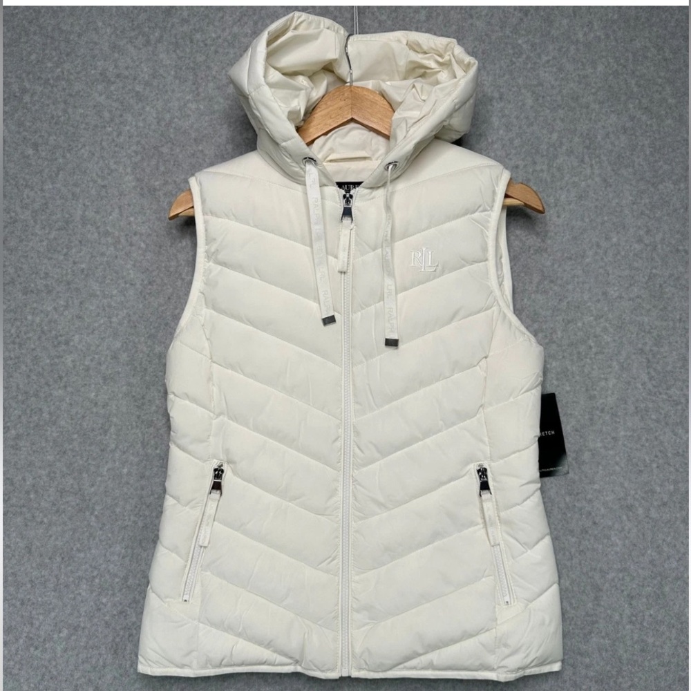 New Lauren Ralph Lauren ivory Quilted Vest size M